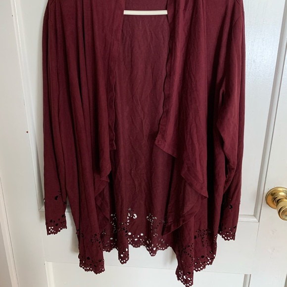 Women’s Burgundy Suede Cardigan - Picture 2 of 9